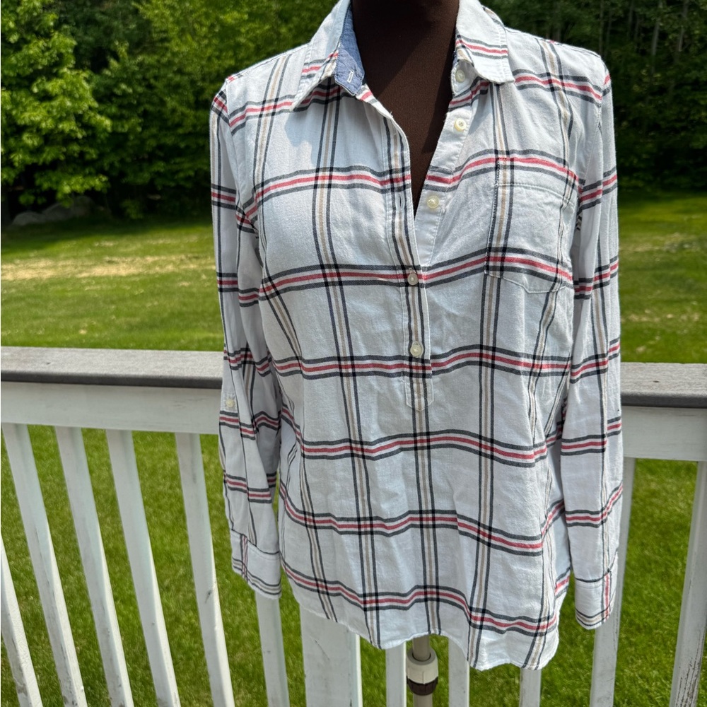 Tommy Hilfiger White and Red Plaid Button Down Shirt